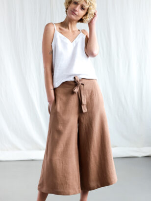 Wide leg hazel linen summer culottes AURE