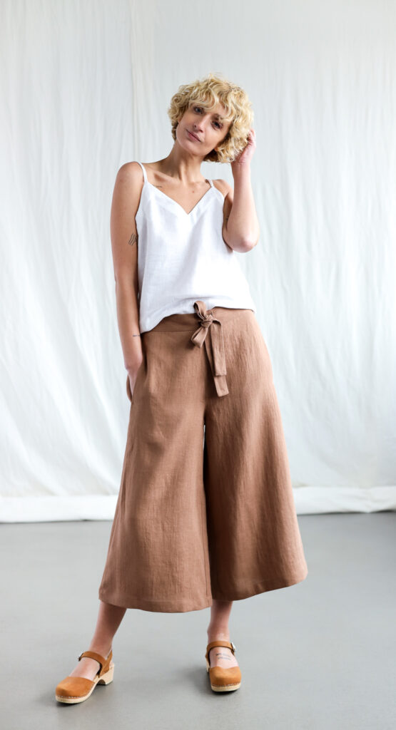 Wide leg hazel linen summer culottes AURE