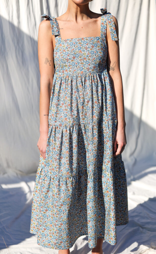 Tie-strap floral Piccadilly poplin cotton summer dress ANOUK - Image 1