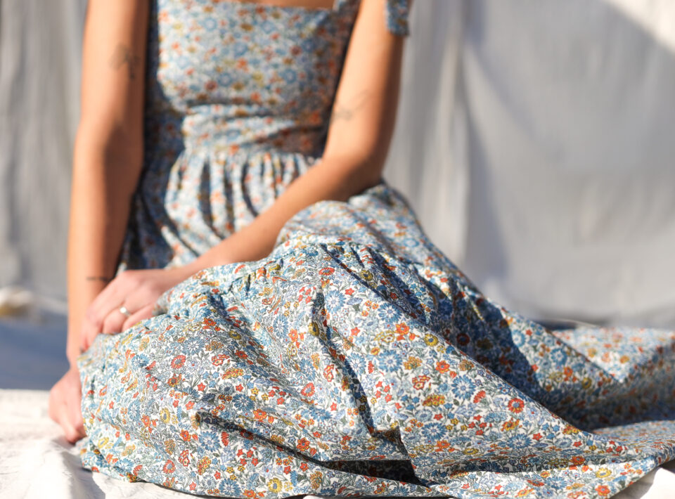 Tie-strap floral Piccadilly poplin cotton summer dress ANOUK - Image 5