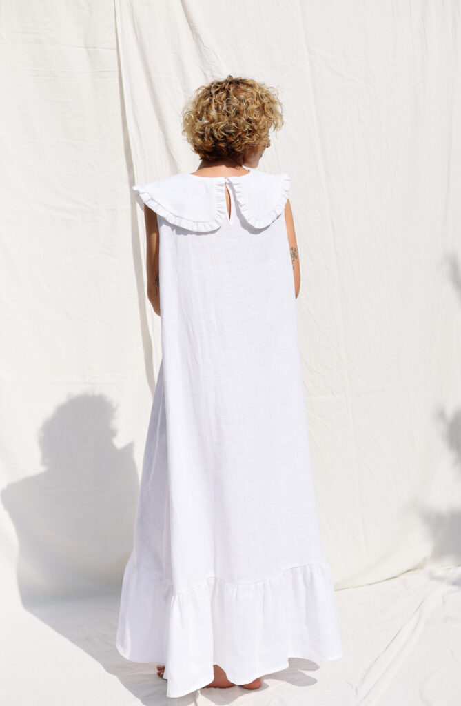 Sleeveless puritan collar linen summer dress PHOEBE - Image 2