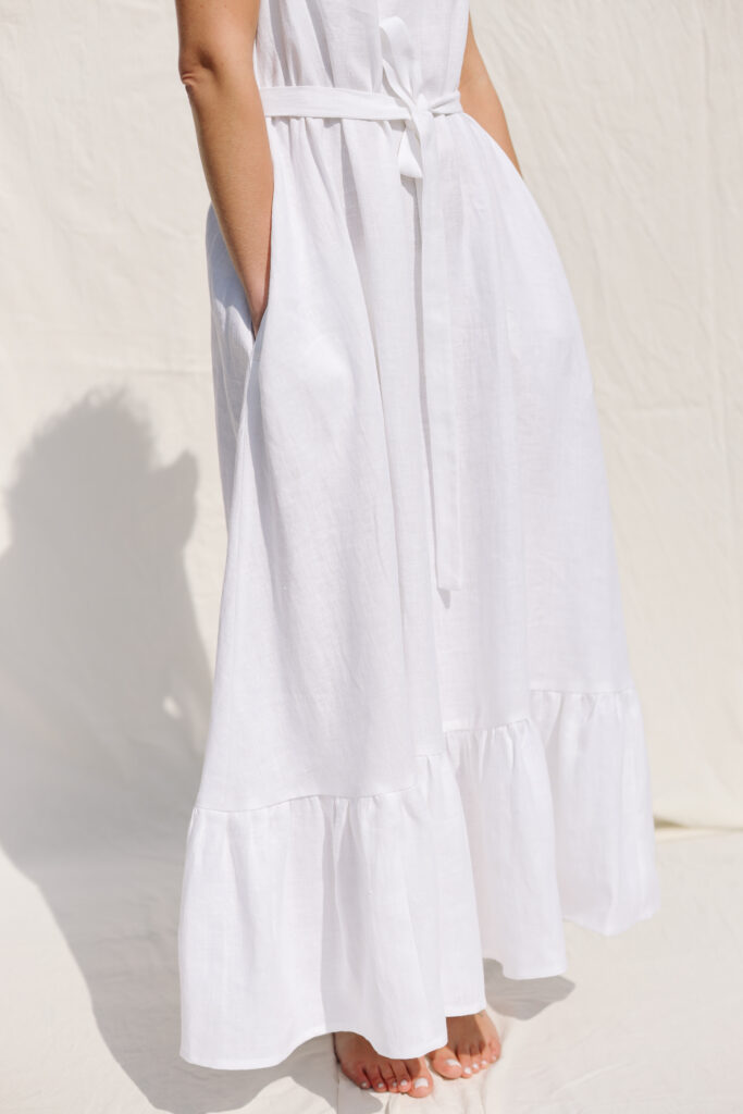 Sleeveless puritan collar linen summer dress PHOEBE - Image 4