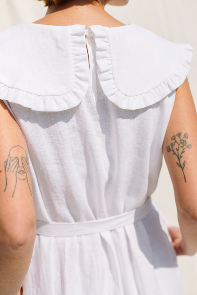 Sleeveless puritan collar linen summer dress PHOEBE - Image 5
