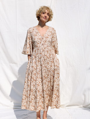 Bell sleeve flower print summer dress PETRA | Dress | Sustainable clothing | OffOn clothing