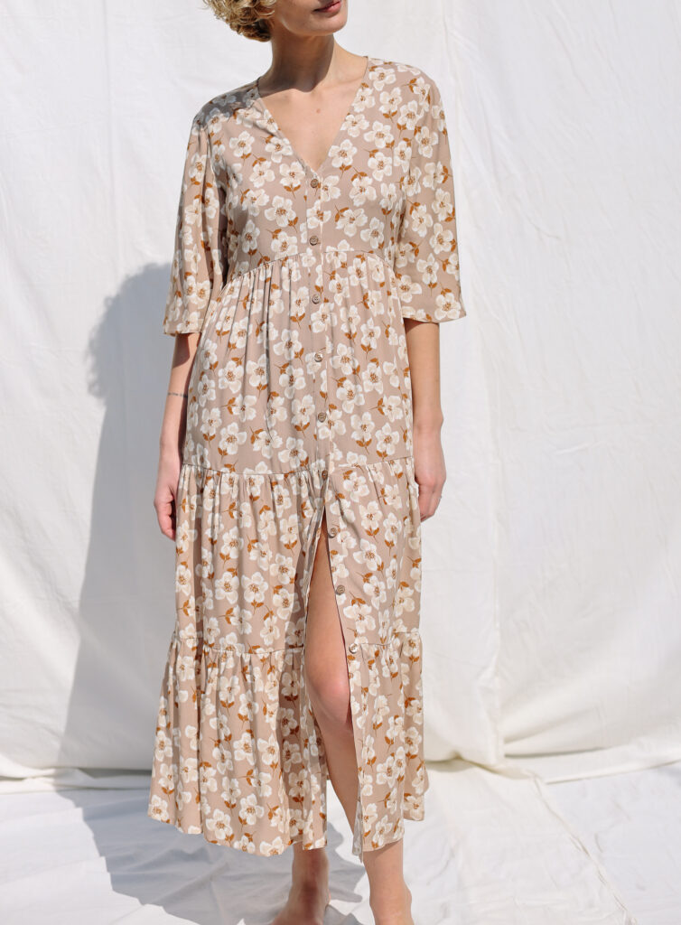 Bell sleeve flower print summer dress PETRA - Image 4