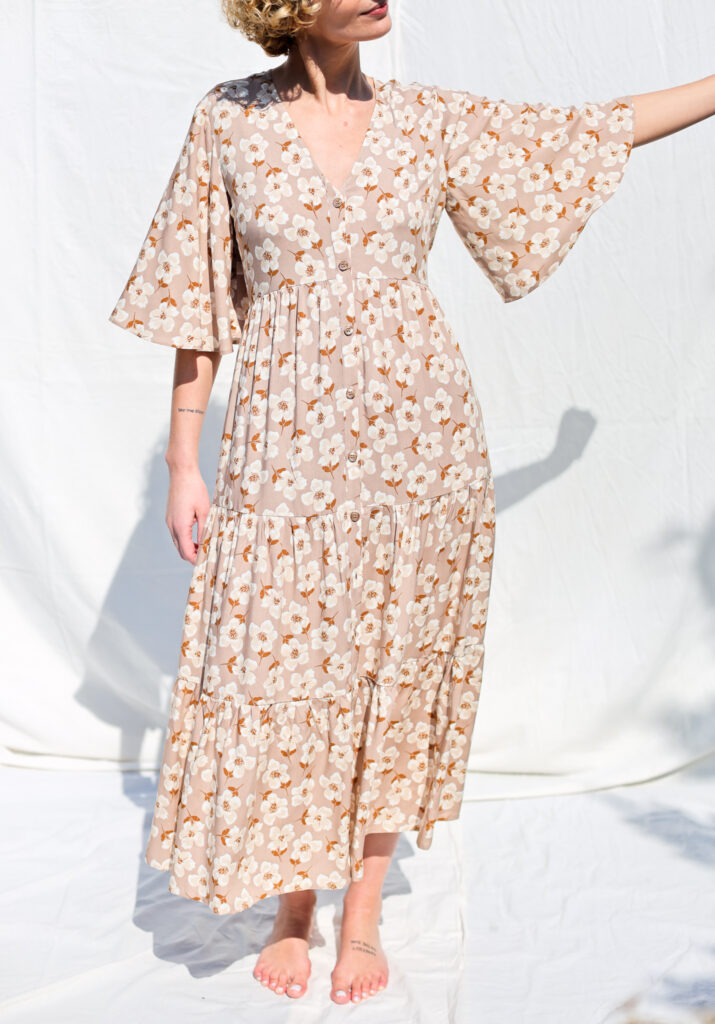 Bell sleeve flower print summer dress PETRA - Image 6