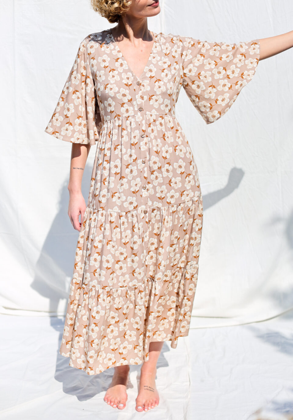 Bell sleeve flower print summer dress PETRA - Image 6