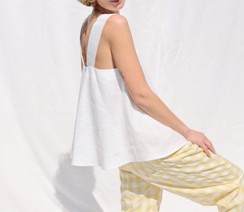 White linen low back blouse INES | Tops | Sustainable clothing | OffOn clothing