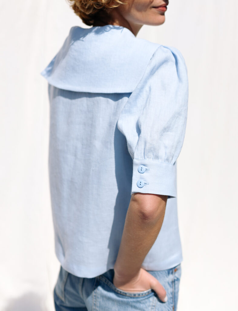 Linen sailor collar elegant top HALI - Image 2