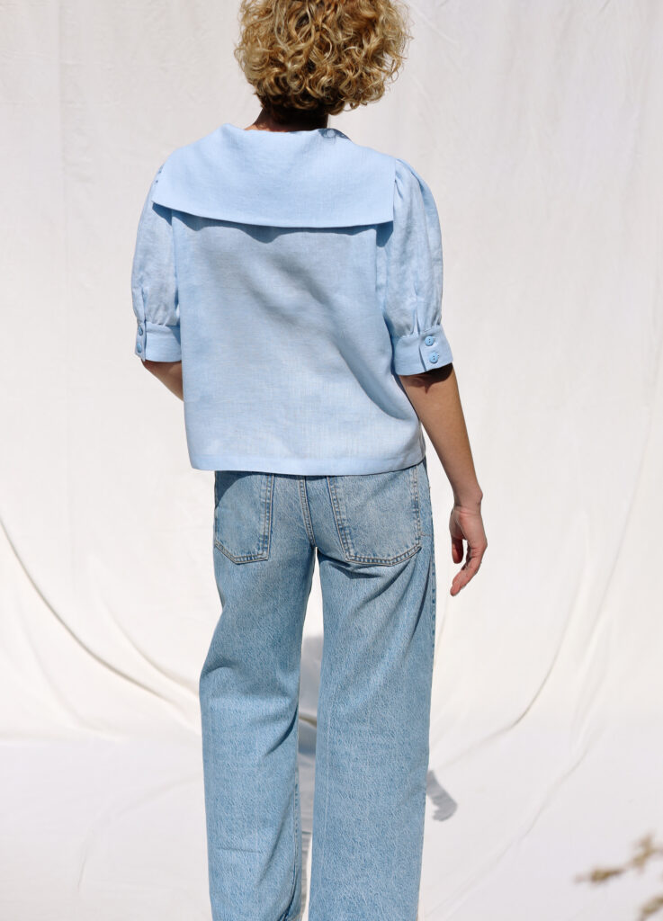 Linen sailor collar elegant top HALI - Image 3