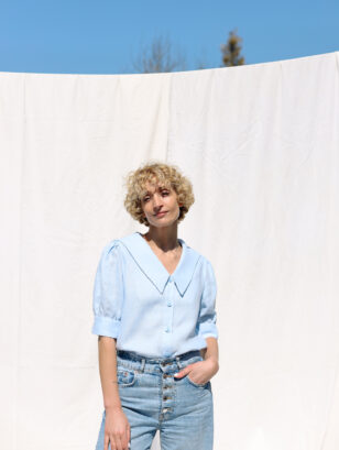 Linen sailor collar elegant top HALI | Top | Sustainable clothing | OffOn clothing