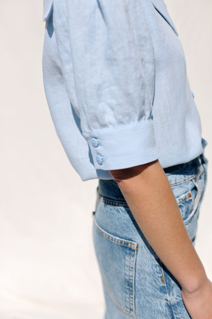Linen sailor collar elegant top HALI - Image 5