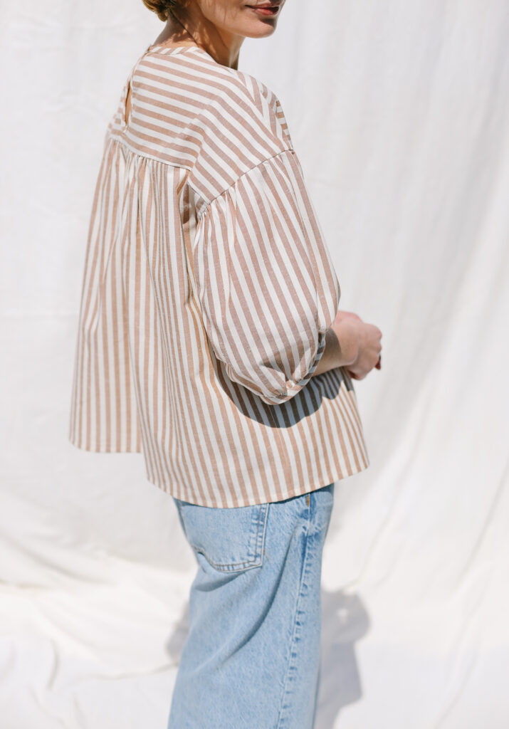 Dropped shoulders striped organic cotton blouse LIA - Image 2