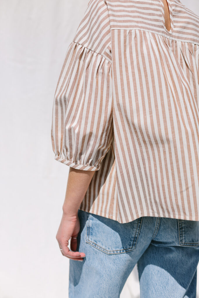 Dropped shoulders striped organic cotton blouse LIA - Image 4