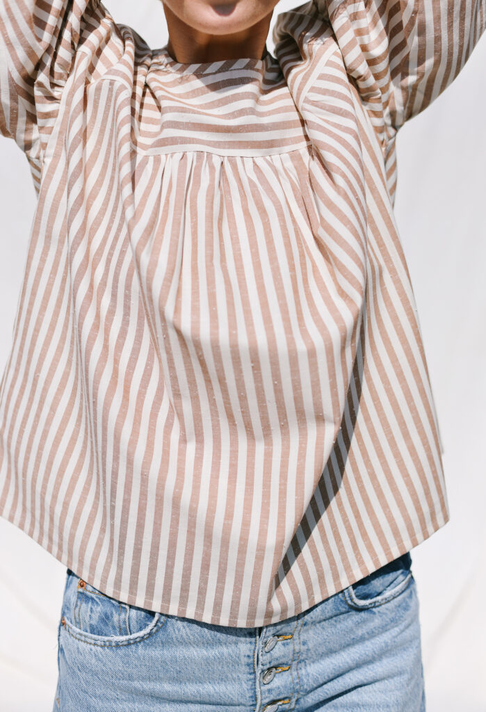 Dropped shoulders striped organic cotton blouse LIA - Image 5