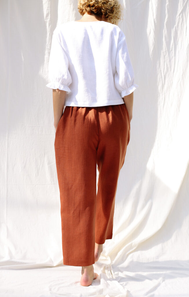 Loose linen wrap blouse AGATE - Image 2
