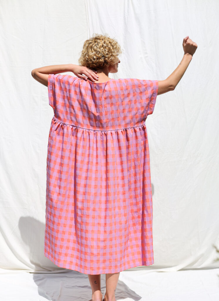 Oversized seersucker checks dress SILVINA - Image 1