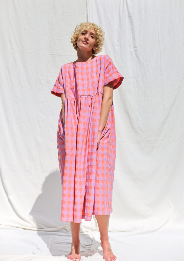 Oversized seersucker checks dress SILVINA - Image 2