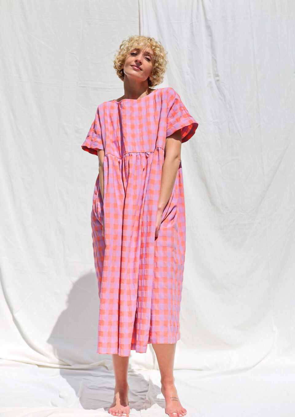 Oversized seersucker checks dress SILVINA - Image 2