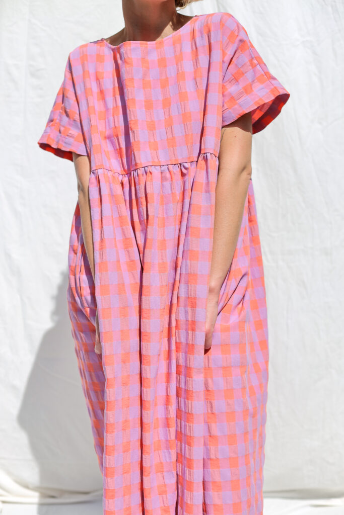 Oversized seersucker checks dress SILVINA | Dresses | Sustainable clothing | OffOn clothing