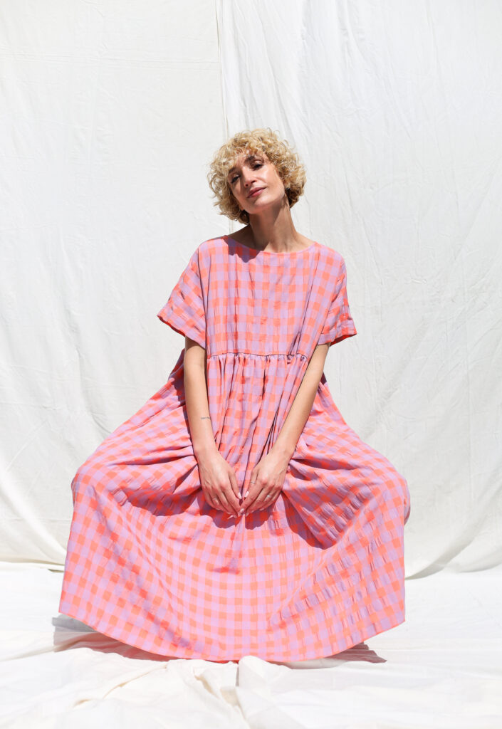 Oversized seersucker checks dress SILVINA - Image 3