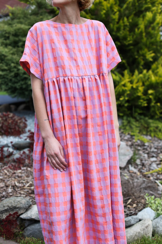 Oversized seersucker checks dress SILVINA - Image 5
