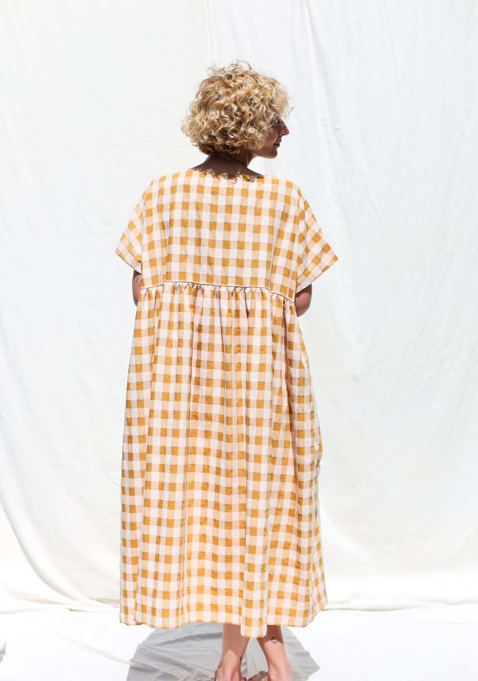 Oversized seersucker checks dress SILVINA - Image 4