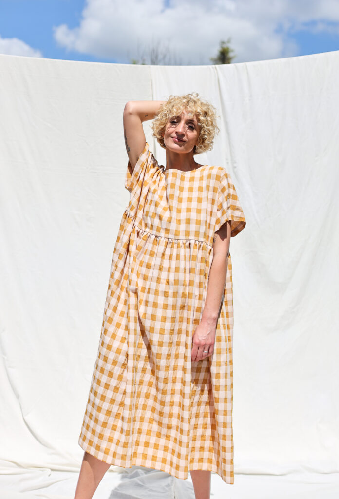Oversized seersucker checks dress SILVINA - Image 5