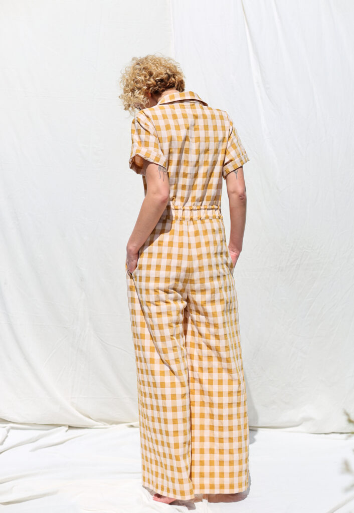 Seersucker gingham short sleeved jumpsuit LENNY - Image 2