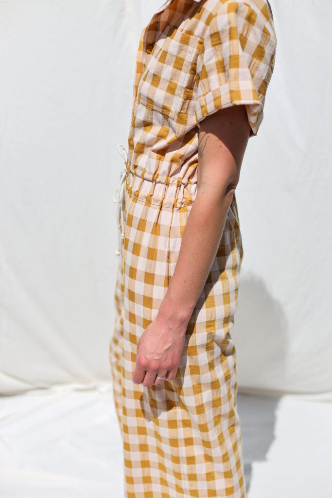 Seersucker gingham short sleeved jumpsuit LENNY - Image 3