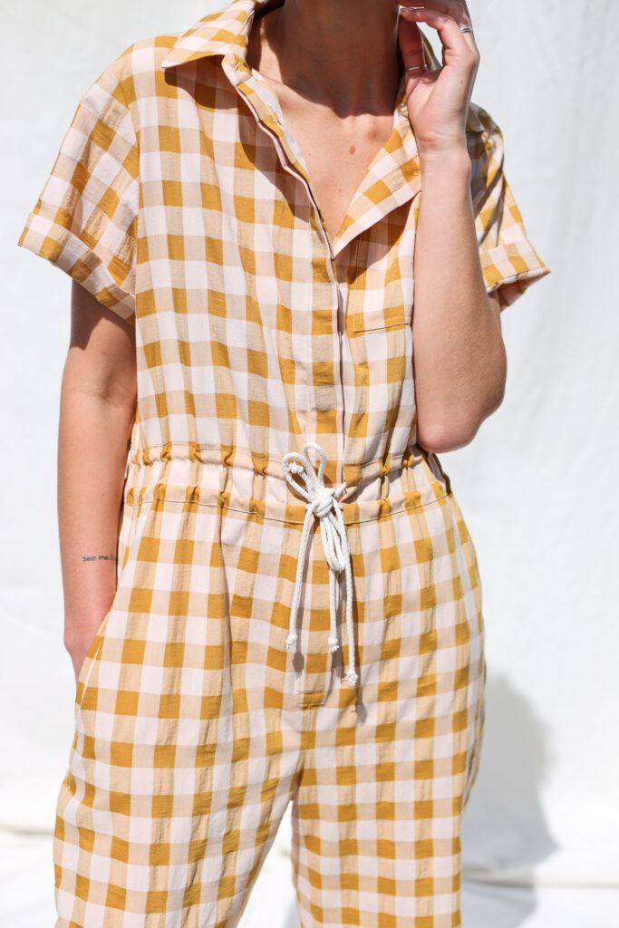Seersucker gingham short sleeved jumpsuit LENNY - Image 4