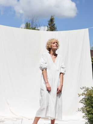 White plumetis cotton sundress | Dress | Sustainable clothing | OffOn clothing