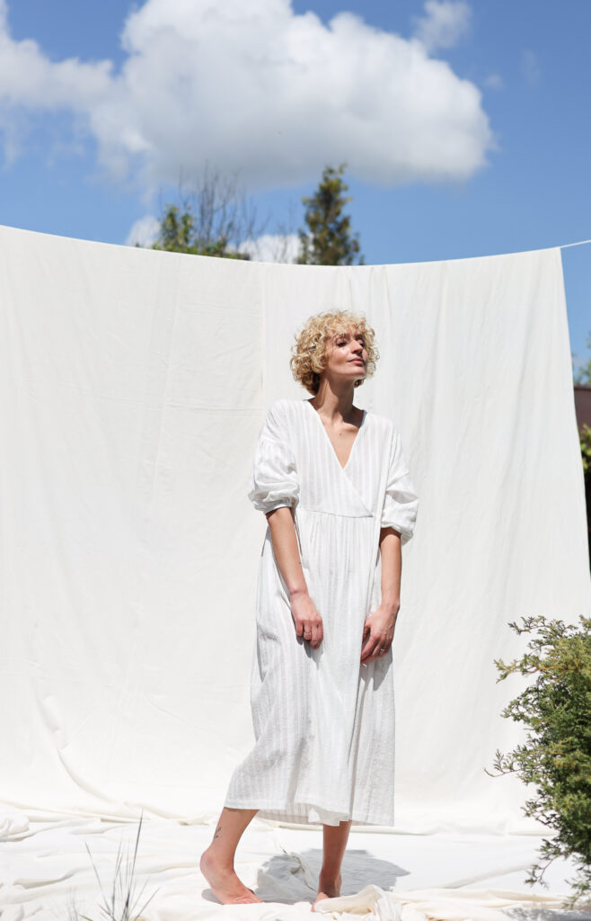 White plumetis cotton sundress | Dress | Sustainable clothing | OffOn clothing