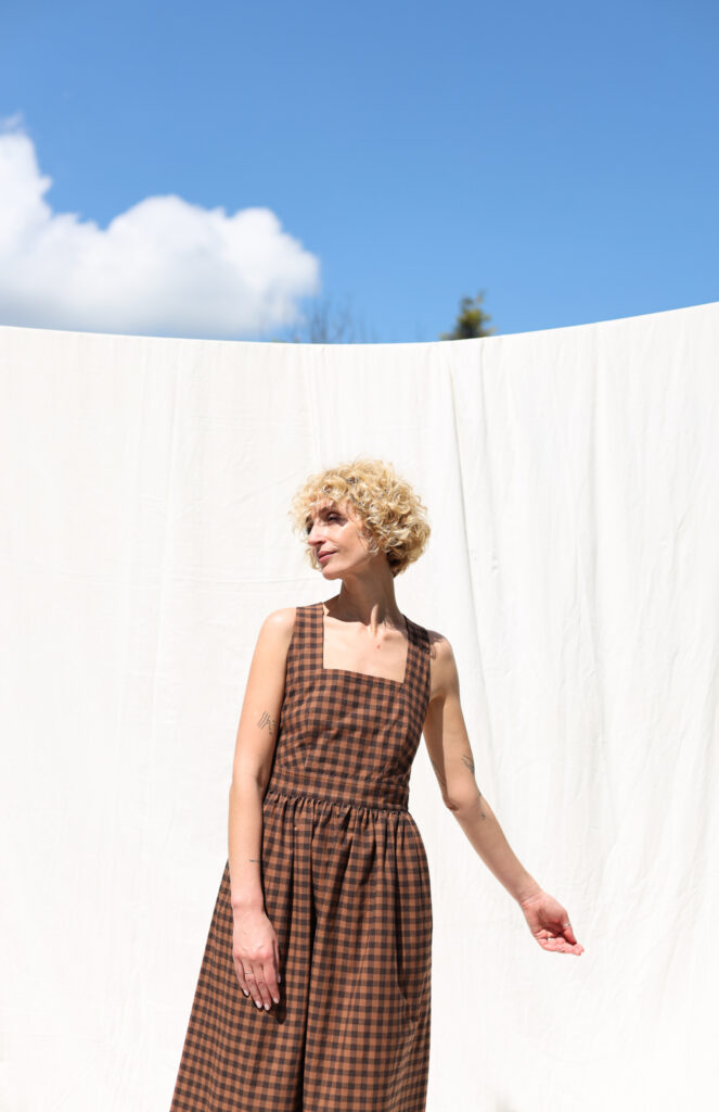 Organic cotton gingham apron dress - Image 2