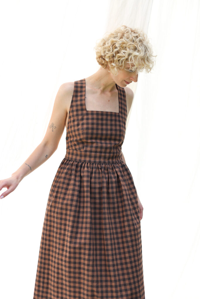 Organic cotton gingham apron dress - Image 3