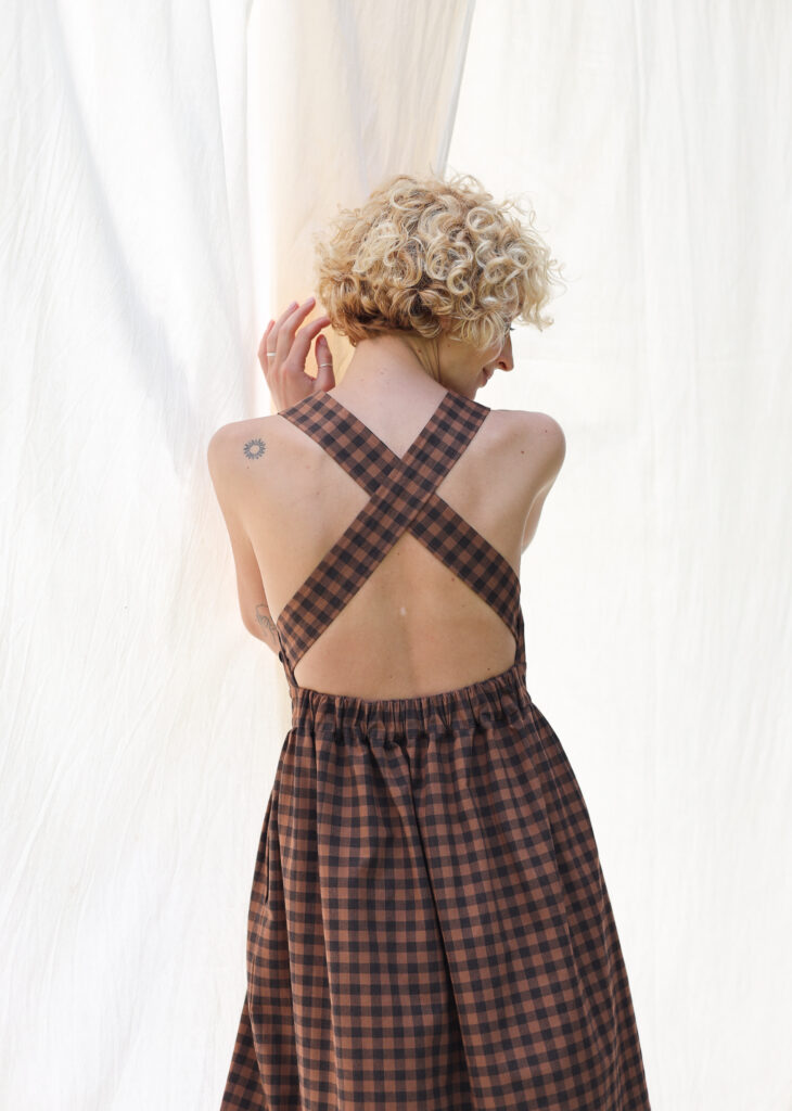 Organic cotton gingham apron dress - Image 4