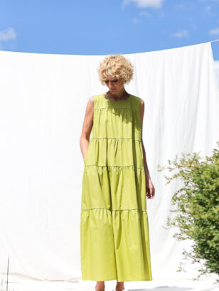 Sleveless tiered Maxi cotton dress JULIE | Dress | Sustainable clothing | OffOn clothing