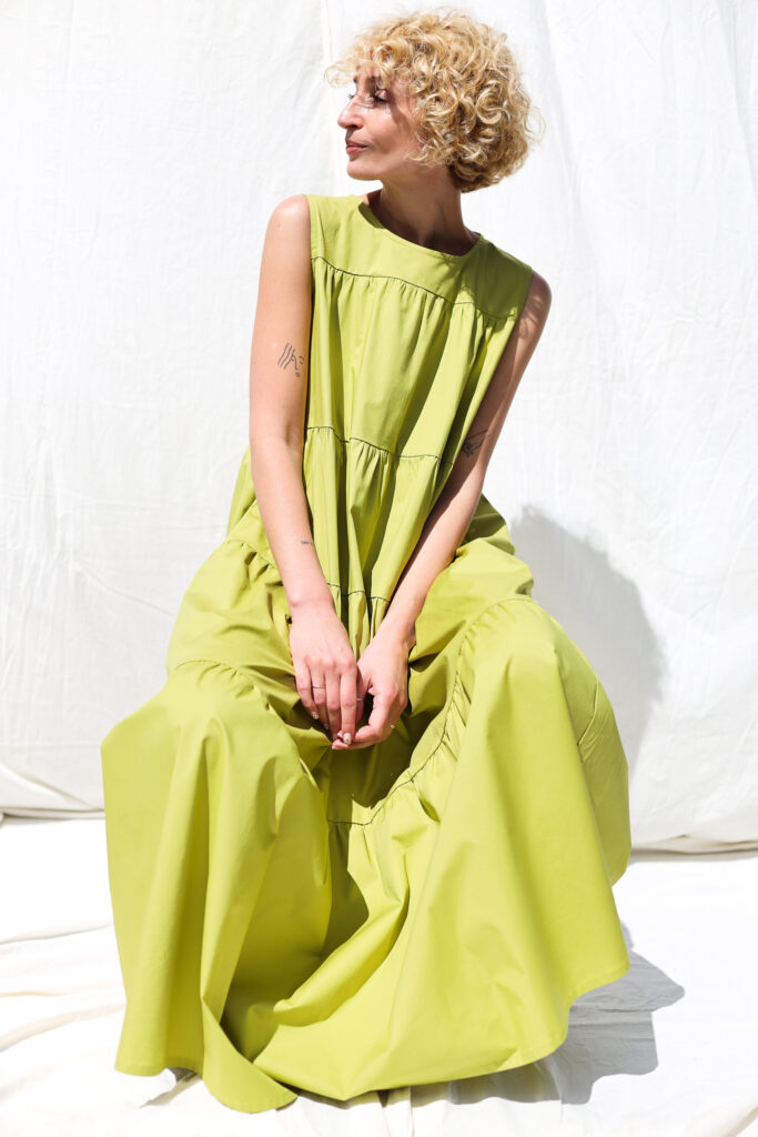 Sleveless tiered Maxi cotton dress JULIE - Image 5