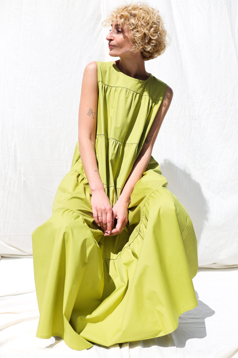 Sleveless tiered Maxi cotton dress JULIE - Image 5