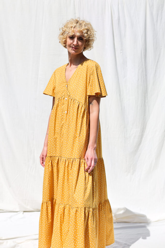 Tiered honey floral organic cotton dress GINA - Image 1