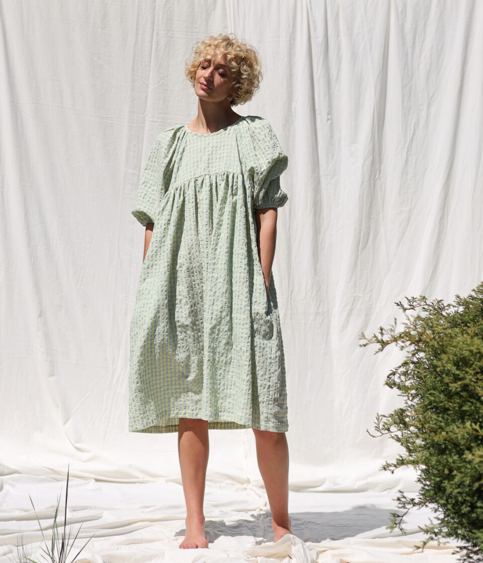 Seersucker raglan sleeve dress BELLE - Image 1