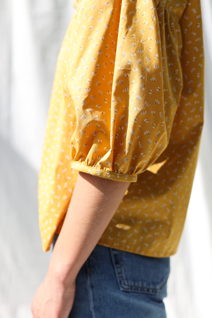 Puffy sleeves blouse in floral organic cotton LIU - Image 2