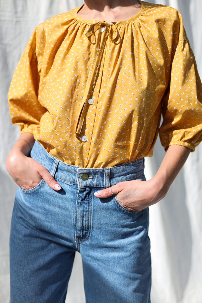 Puffy sleeves blouse in floral organic cotton LIU - Image 4