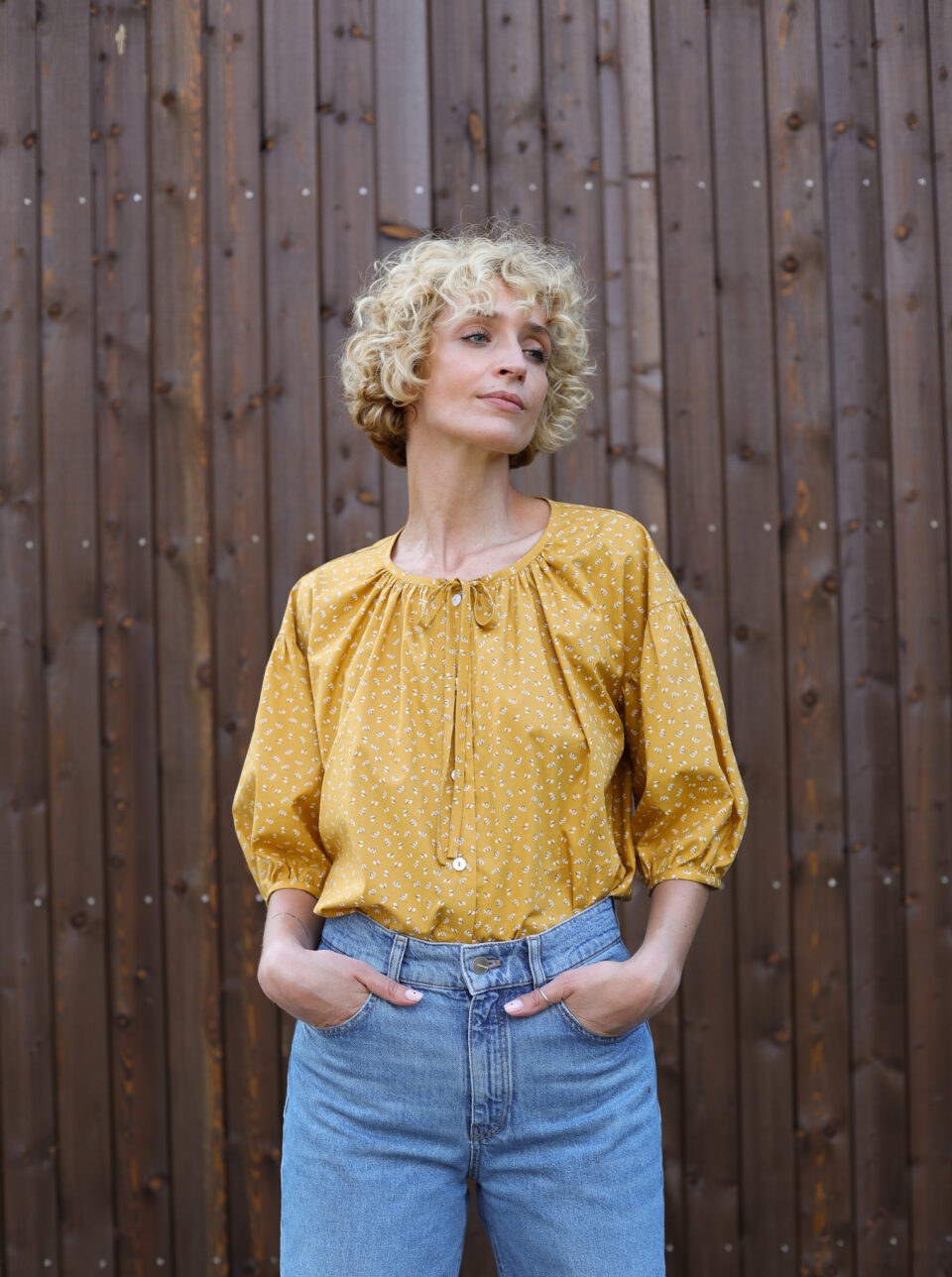 Puffy sleeves blouse in floral organic cotton LIU - Image 5