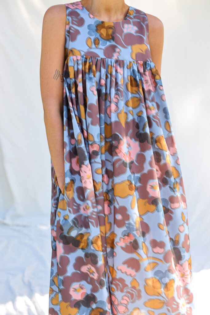 Floral silky cotton sleeveless Maxi dress LILOU - Image 3