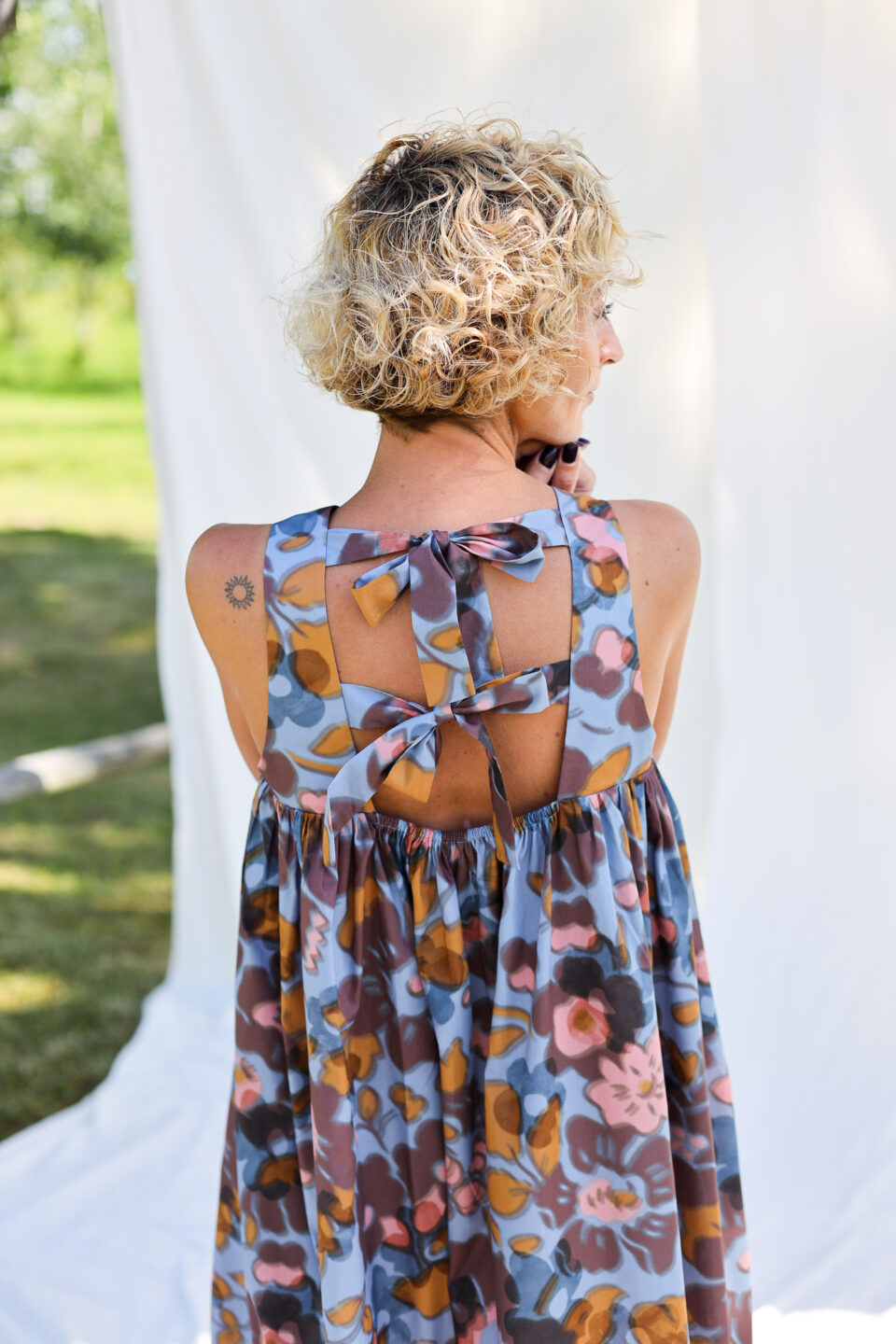 Floral silky cotton sleeveless Maxi dress LILOU - Image 4