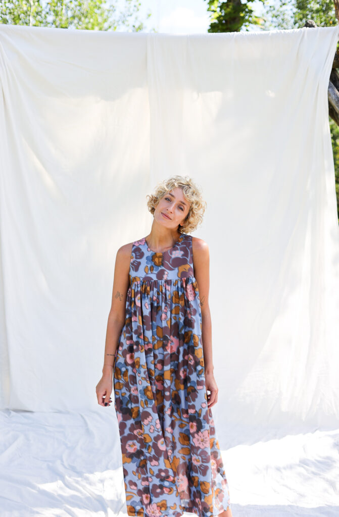 Floral silky cotton sleeveless Maxi dress LILOU - Image 5