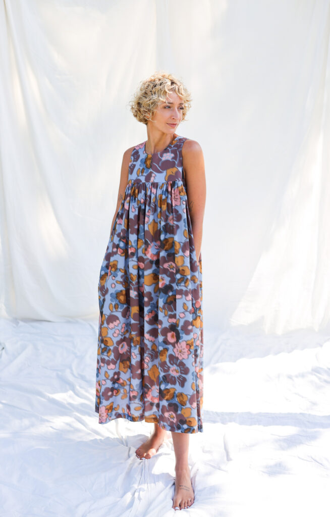 Floral silky cotton sleeveless Maxi dress LILOU - Image 1