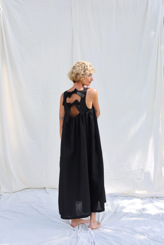 Black linen sleeveless Maxi dress LILOU - Image 2