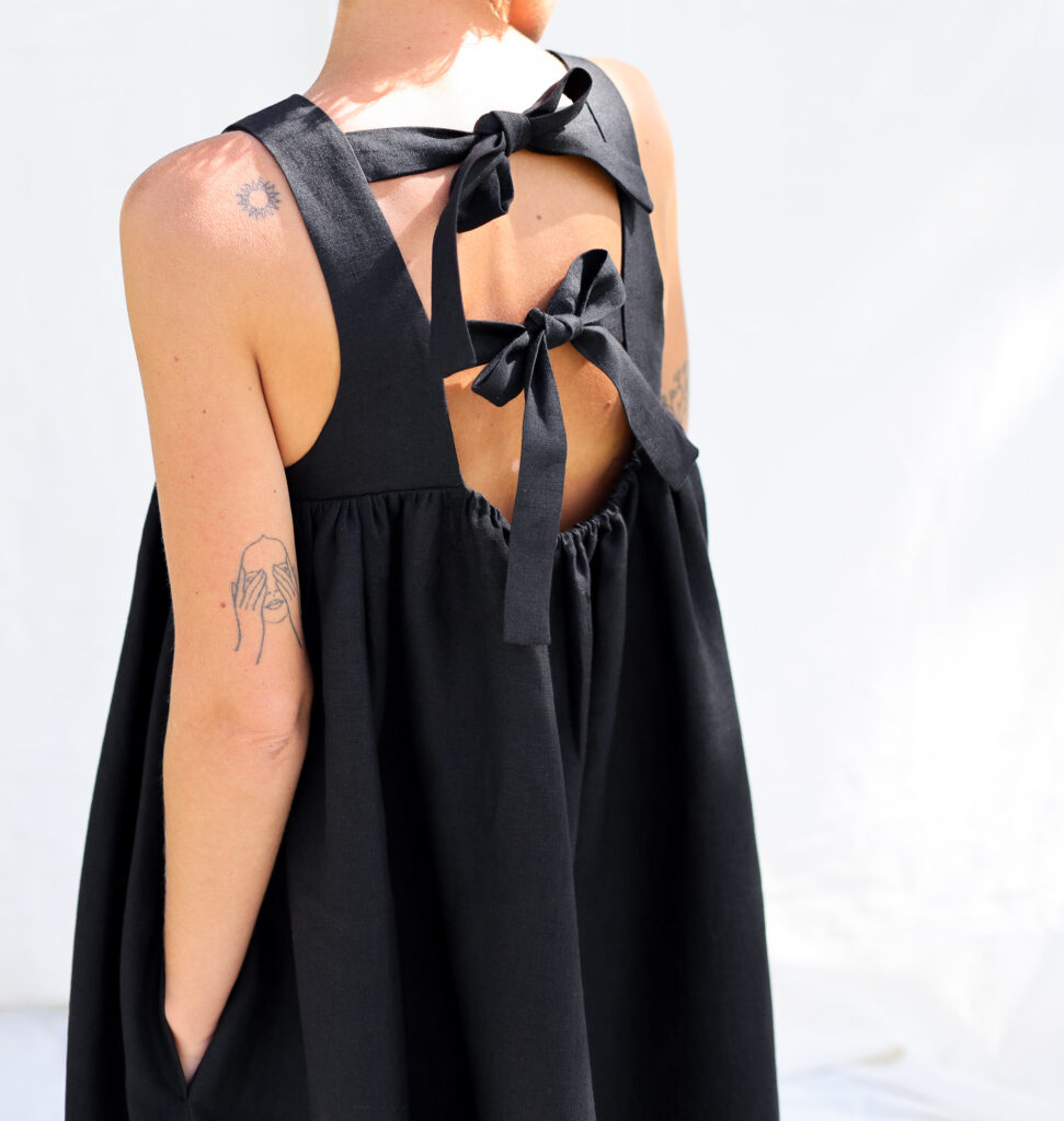 Black linen sleeveless Maxi dress LILOU - Image 5